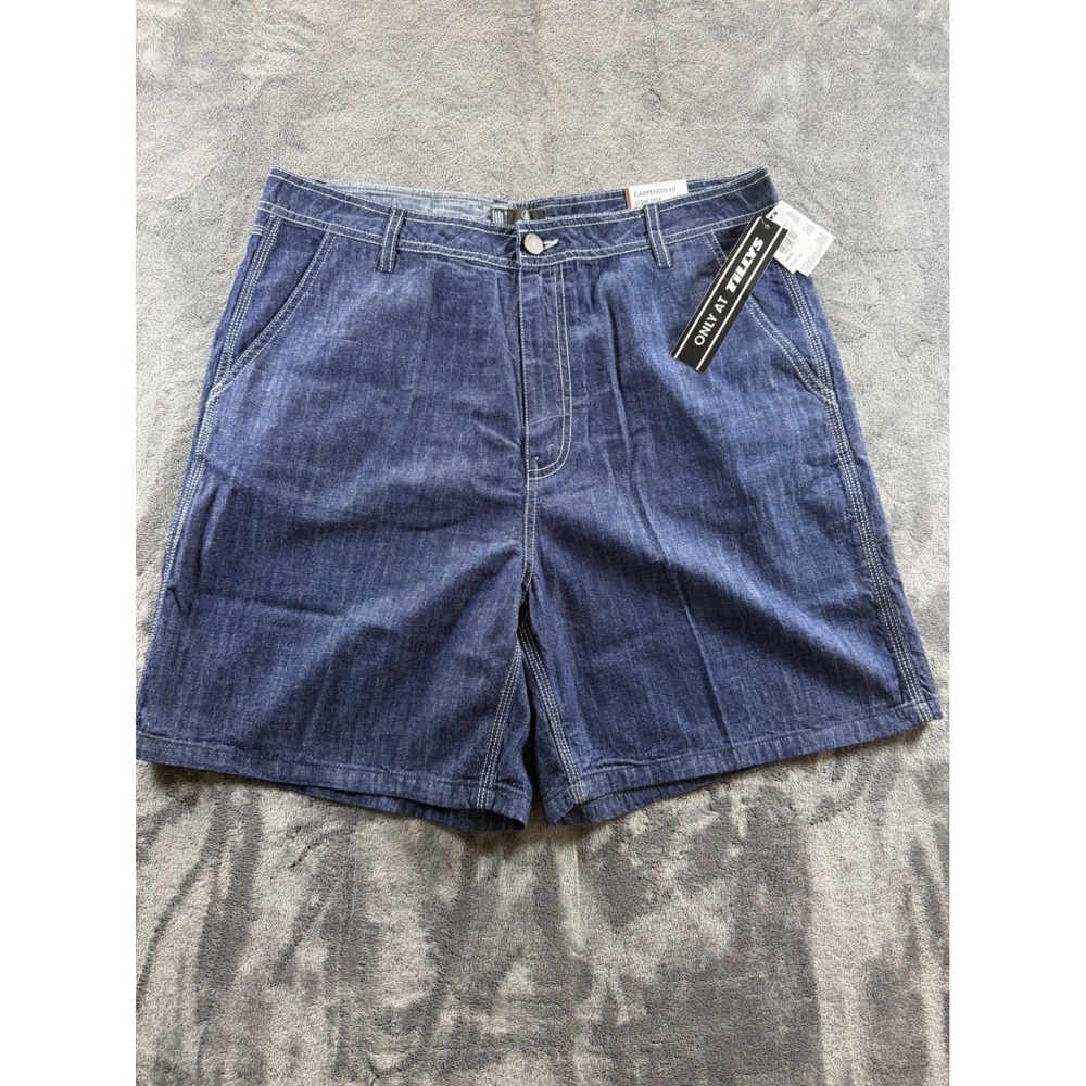 Volcom Painterly Carpenter Shorts Womens 32 Dark Wash Denim Low Rise - Picture 2 of 10